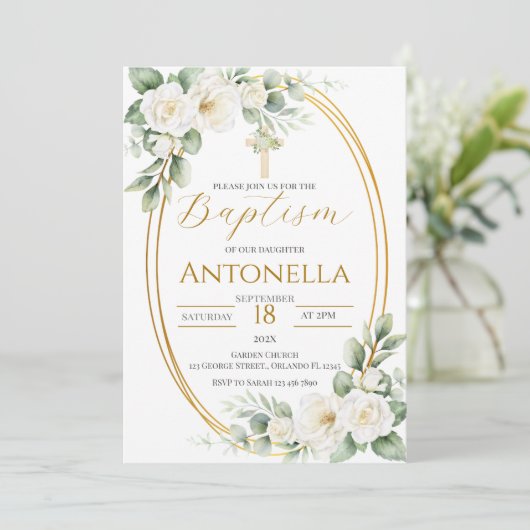 Greenery Baptism Invitation 招待状 (スタンド正面)