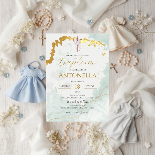 Greenery Baptism Invitation 招待状