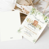 Greenery Bear Baby Shower 招待状