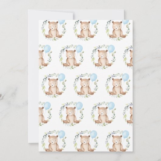 Greenery Bear Baby Shower 招待状 (裏面)