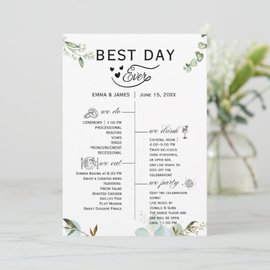 Greenery Best Day Ever Program Invitation プログラム (スタンド正面)