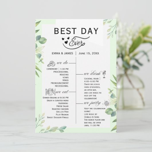 Greenery Best Day Ever Program Invitation プログラム (スタンド正面)