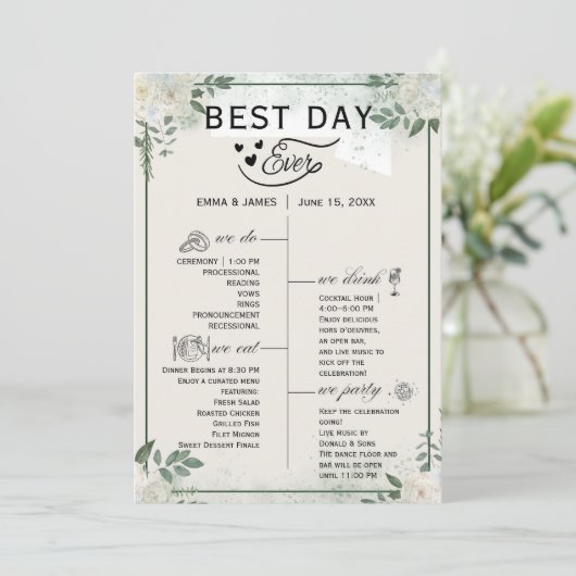 Greenery Best Day Ever Program Invitation プログラム (スタンド正面)