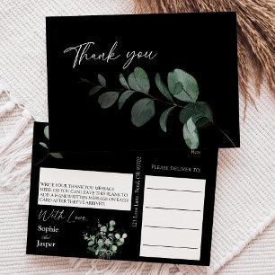 Greenery Blackモダン's Thank結婚 You ポストカード