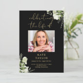 Greenery Black And Gold Funeral Order Of Service  プログラム (スタンド正面)