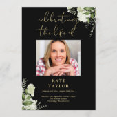 Greenery Black And Gold Funeral Order Of Service  プログラム (正面)