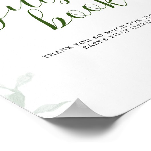 Greenery Blue hydrangea Guest Book Baby Shower ポスター (角)