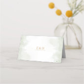 Greenery boho gold geometric watercolour wedding プレイスカード (裏面)