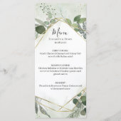 Greenery boho gold geometric watercolour wedding メニュー (正面)