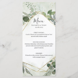 Greenery boho gold geometric watercolour wedding メニュー