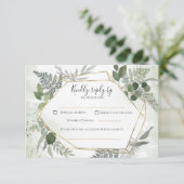 Greenery boho gold geometric watercolour wedding  出欠カード (スタンド正面)