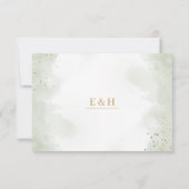 Greenery boho gold geometric watercolour wedding  出欠カード (裏面)
