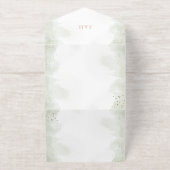 Greenery boho gold watercolour geometric wedding オールインワン招待状 (外側)