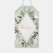 Greenery boho sage geometric wedding thank you ギフトタグ (正面)
