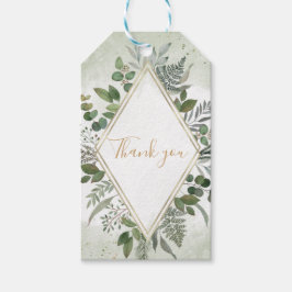 Greenery boho sage geometric wedding thank you ギフトタグ