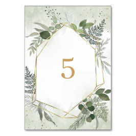 Greenery boho watercolour gold geometric wedding テーブルナンバー