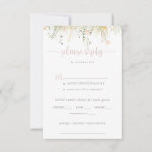 Greenery Boho Wildflowerの結婚メニュー選択RSVP 出欠カード (正面)