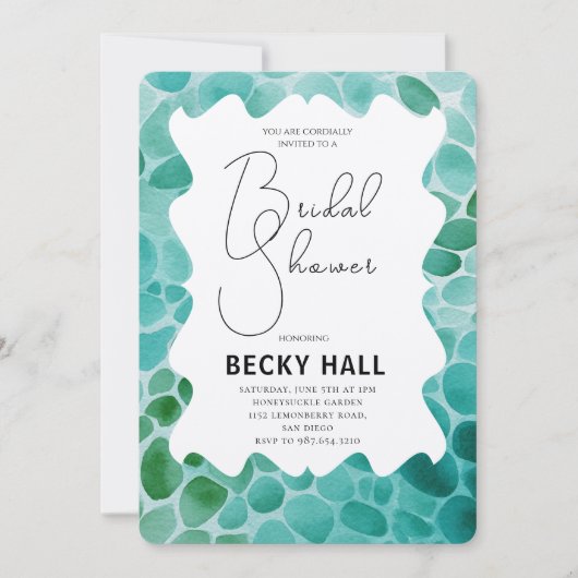 Greenery Border Bridal Shower Invitation 招待状 (正面)