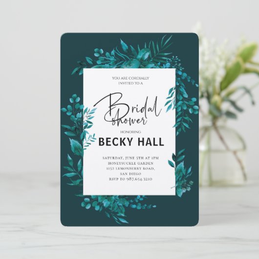 Greenery Border Bridal Shower Invitation 招待状 (スタンド正面)