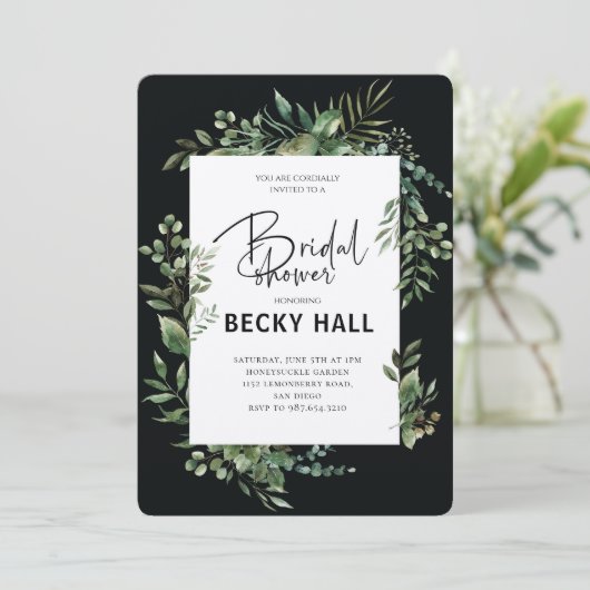 Greenery Border Bridal Shower Invitation 招待状 (スタンド正面)