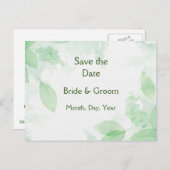 Greenery Botanical Foliage Save the Date Nature 案内ポストカード (正面/裏面)
