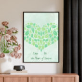 Greenery Botanical Leaves Watercolor Heart Poster ポスター