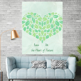 Greenery Botanical Leaves Watercolor Heart Poster ポスター