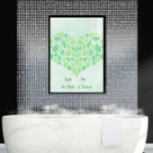 Greenery Botanical Leaves Watercolor Heart Poster ポスター