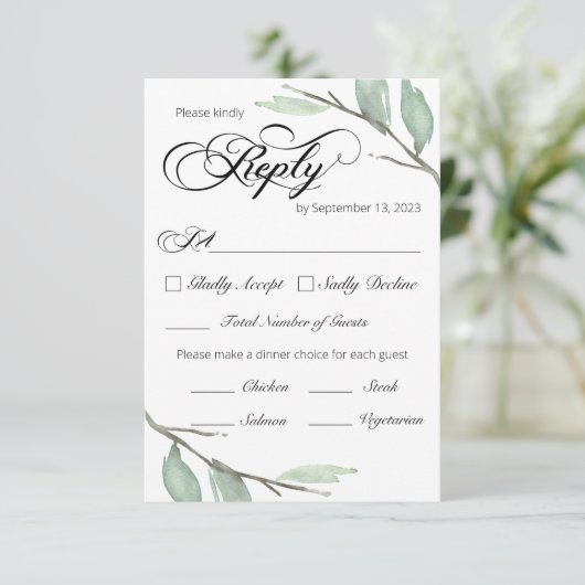 Greenery Branches RSVP Card 案内状 (スタンド正面)