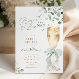Greenery Brunch and Bubbly Bridal Shower 招待状