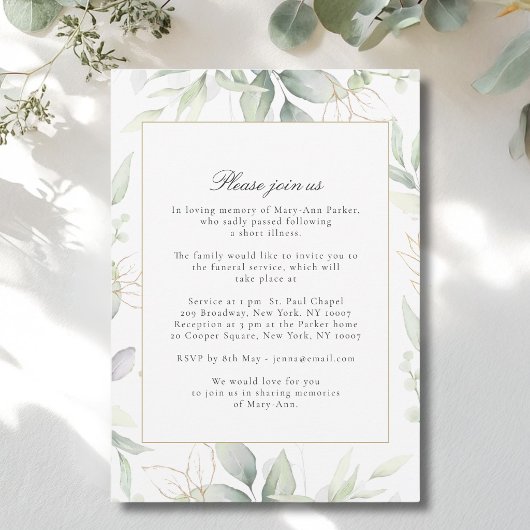 Greenery "Celebration of Life" Photo Funeral   招待状