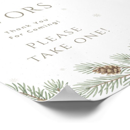 Greenery Christmas Winter Shower Favors ポスター (角)