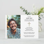 Greenery Cross Photo Death Notice and Funeral 招待状 (スタンド正面)