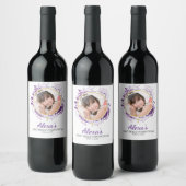 Greenery Cross Purple Photo Wine Bottle Label ワインラベル (ボトル)