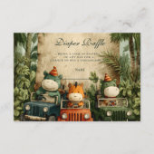 Greenery Dino Baby Shower Diapper Raffle エンクロージャーカード (正面)