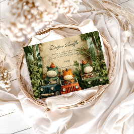 Greenery Dino Baby Shower Diapper Raffle エンクロージャーカード