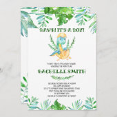 Greenery Dinosaur Baby Shower 招待状 (正面/裏面)