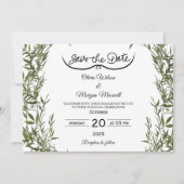 Greenery Elegant Save The Date Invitation 招待状 (正面)