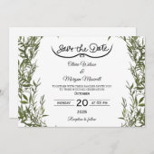 Greenery Elegant Save The Date Invitation 招待状 (正面/裏面)