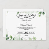 Greenery Elegant Save The Date Invitation 招待状 (正面/裏面)