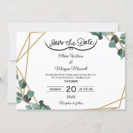 Greenery Elegant Save The Date Invitation 招待状