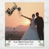 Greenery Elegant Wedding Photo Wine Label ワインラベル (シングルラベル)