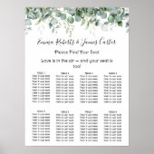 Greenery Elegant Wedding Seating Chart ポスター (正面)