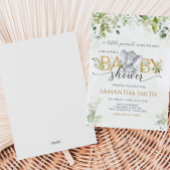 Greenery Elephant Baby Shower 招待状