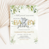 Greenery Elephant Baby Shower 招待状