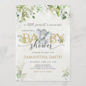 Greenery Elephant Baby Shower 招待状 (正面)