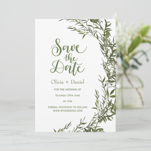 Greenery Elopement Save The Date Invitation 招待状 (スタンド正面)