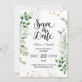 Greenery Elopement Wedding Date Invitation 招待状 (正面)