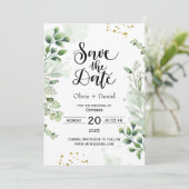 Greenery Elopement Wedding Date Invitation 招待状 (スタンド正面)