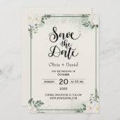 Greenery Elopement Wedding Date Invitation 招待状 (正面/裏面)